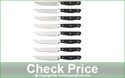 Amazon Basics 8-Piece Kitchen Serrated Steak Knife Set