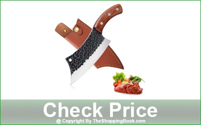 Freelander 6.3-Inch Hand Forged Meat Cleaver with Leather Sheath
